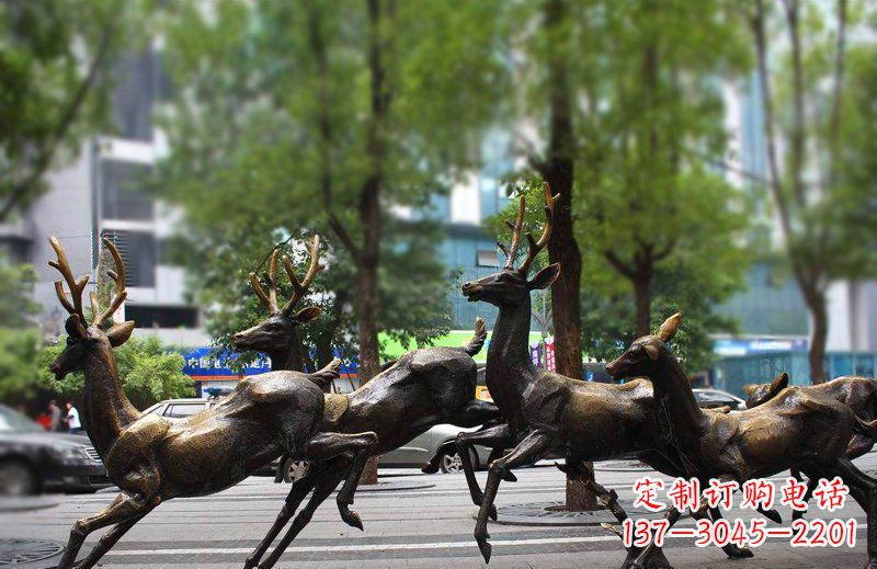 运城艺术精美的铜雕群鹿动物雕塑