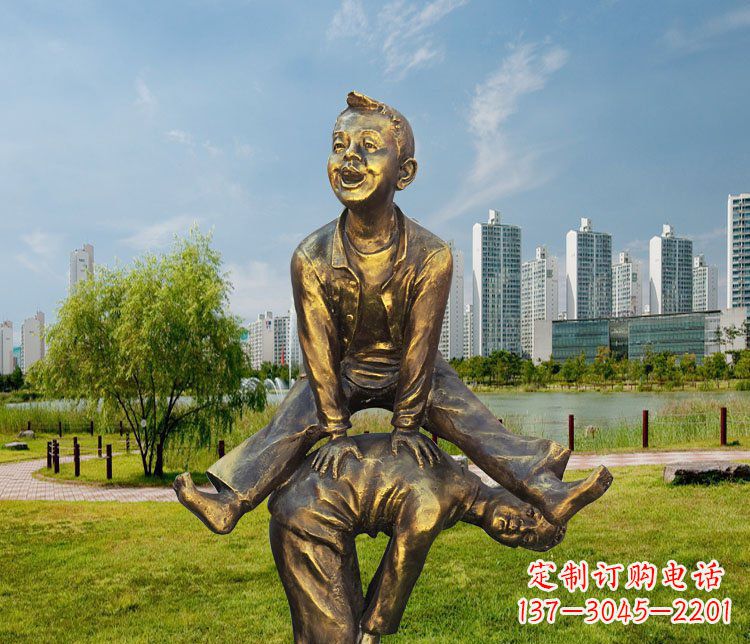 运城中领雕塑铜质经典跳马蹲人雕塑
