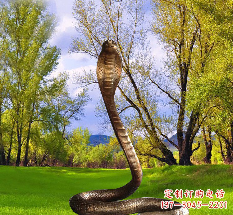 运城铜质眼镜蛇动物雕塑