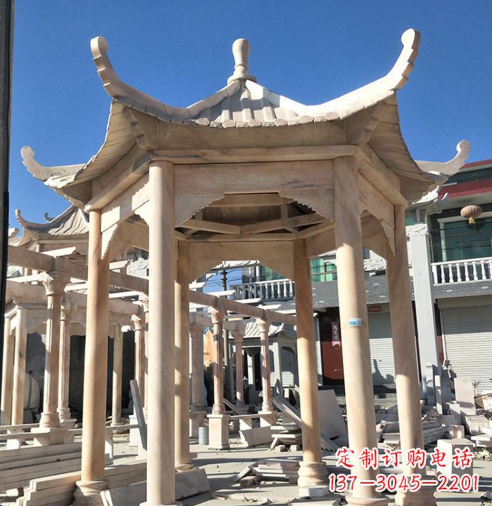运城公园晚霞红凉亭雕塑