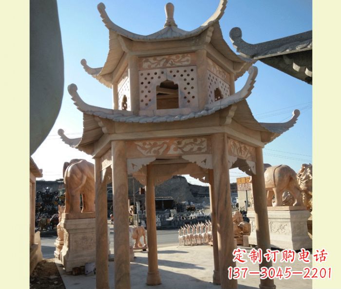 运城中式双层石雕凉亭