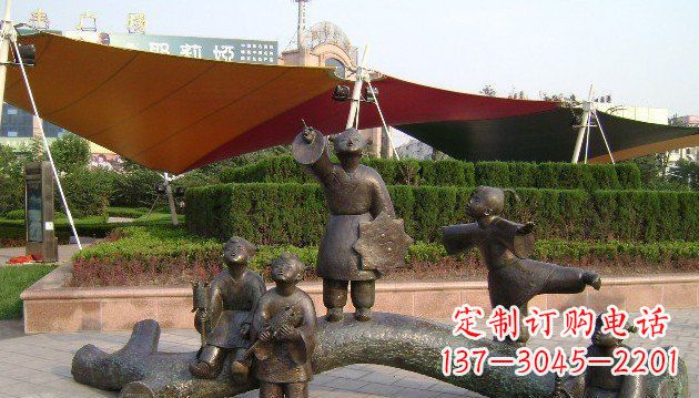 运城装饰性的小孩放风筝铜雕