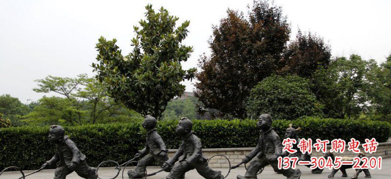 运城精美推铁圈小品铜雕，让小孩更加可爱