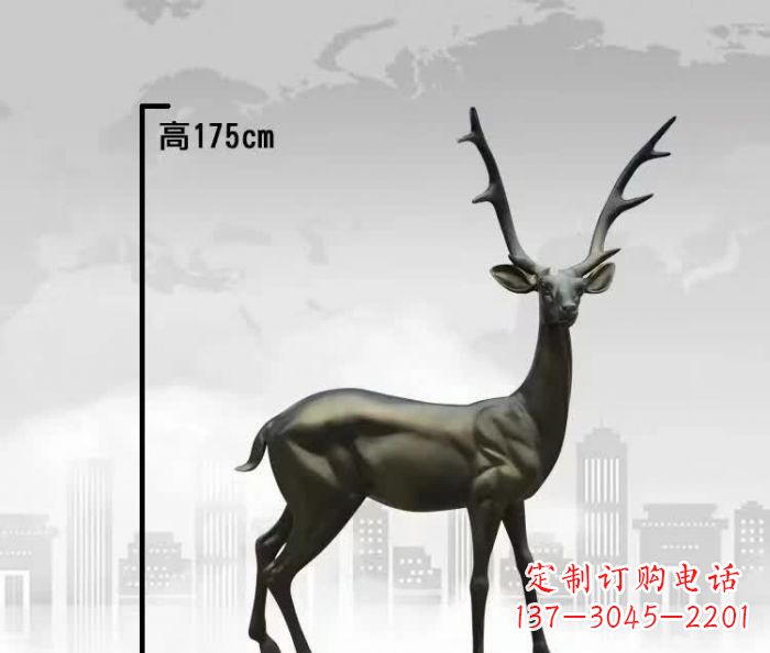运城精致优雅的铜制公园小鹿雕塑