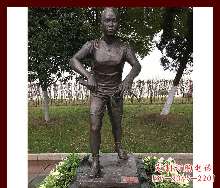 运城精致羽毛球运动员铜雕