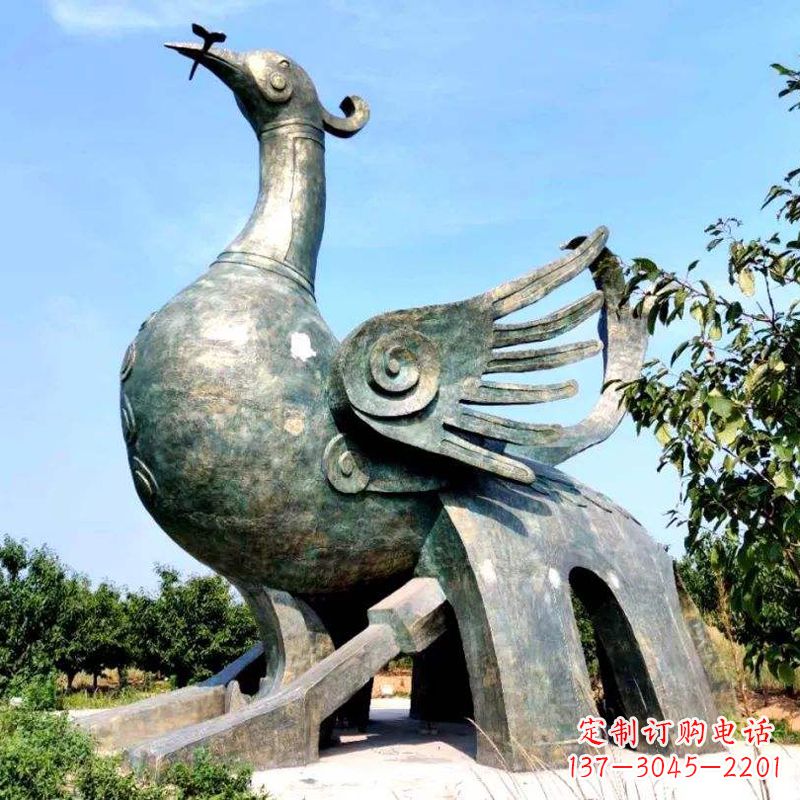 运城公园园林朱雀铜雕景观雕塑