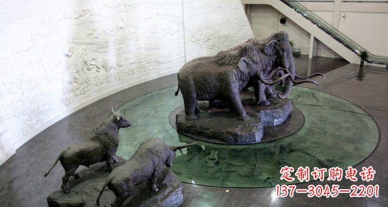 运城领雕塑公园长毛象动物铜雕