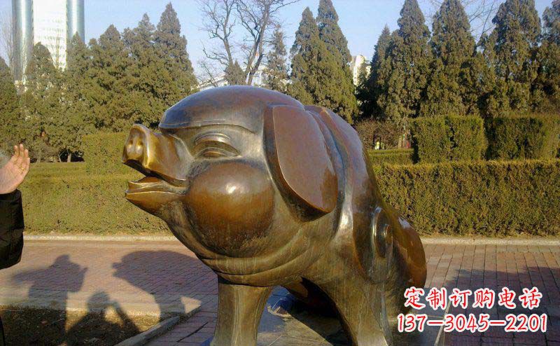 运城定制公园猪铜雕