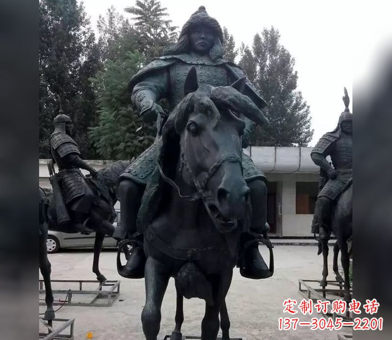 运城英姿飒爽古代将军骑马铜雕