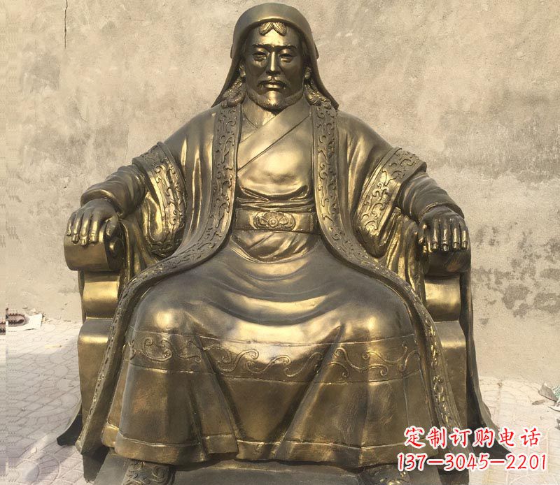 运城展现历史荣光的成吉思汗铜雕