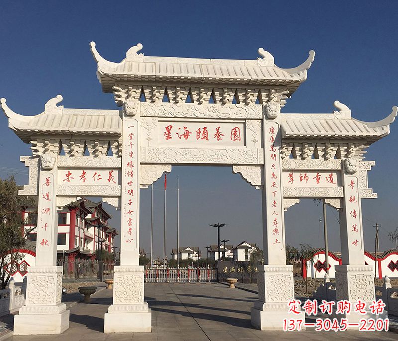 运城古典牌坊浮雕柱子