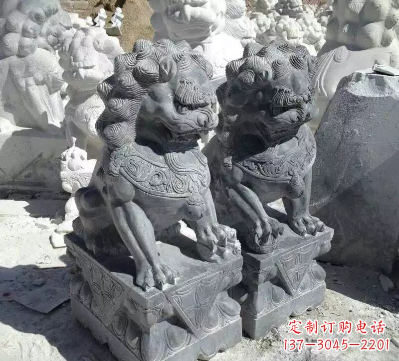 运城古典青石狮子雕塑