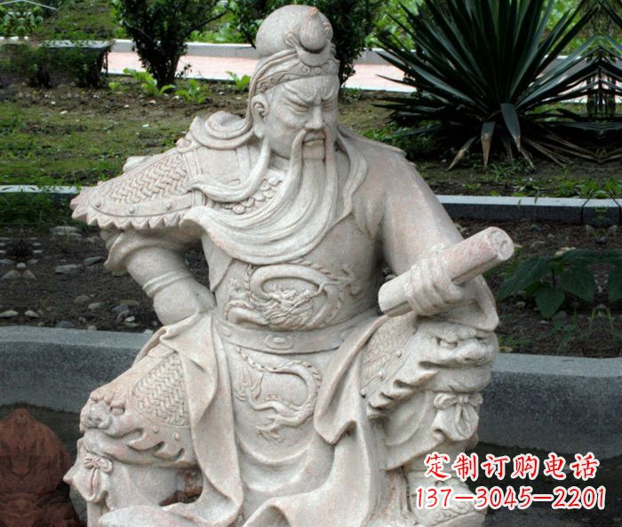 运城中领雕塑:经典古典关公石雕
