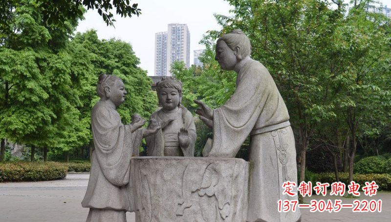 运城孔融让梨石雕,精美的古代人物雕塑