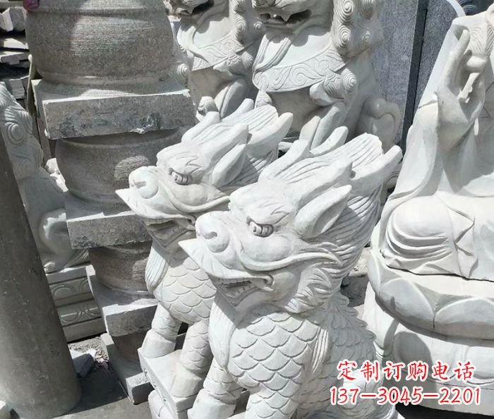 运城传统工艺,精细做工,古代神兽大理石麒麟石雕高端定制