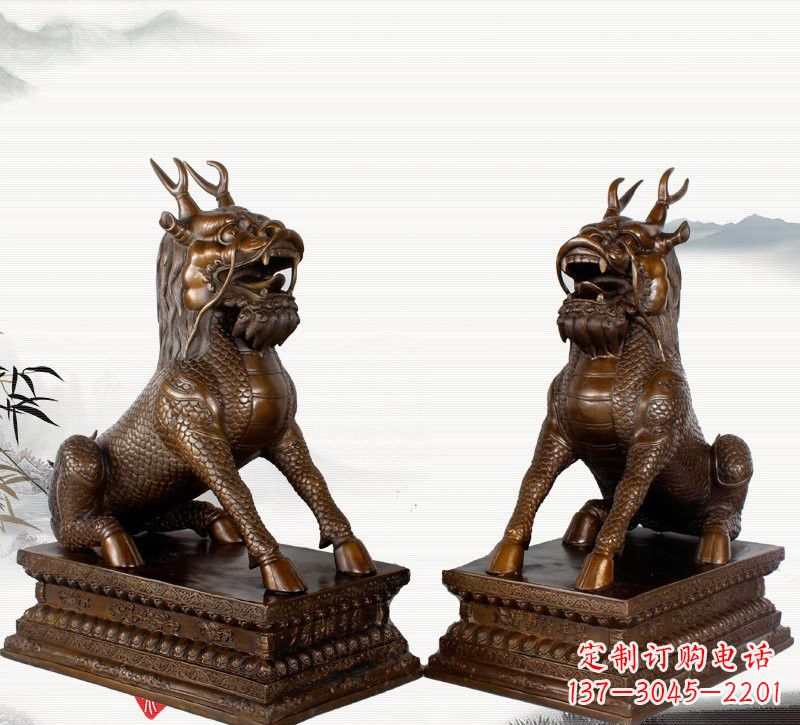 运城古典神麒麟铜雕,馥玉臻品