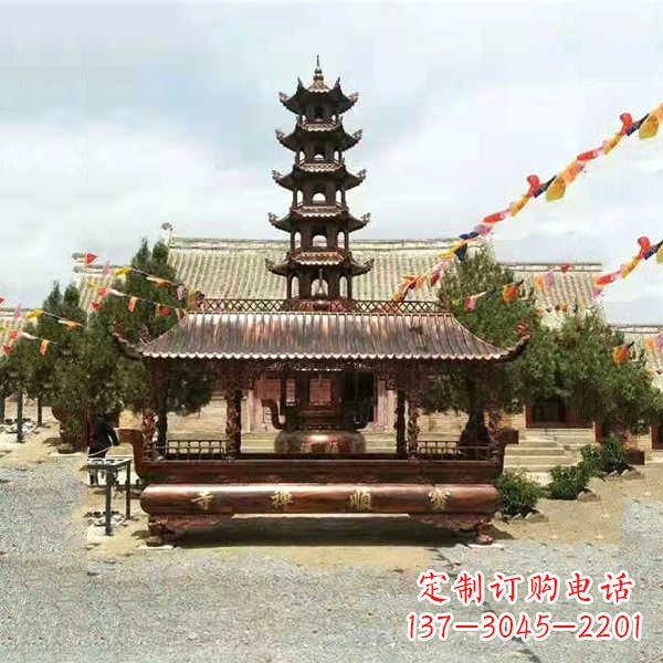 运城全新古典铜香炉雕龙塑型双耳方形器皿