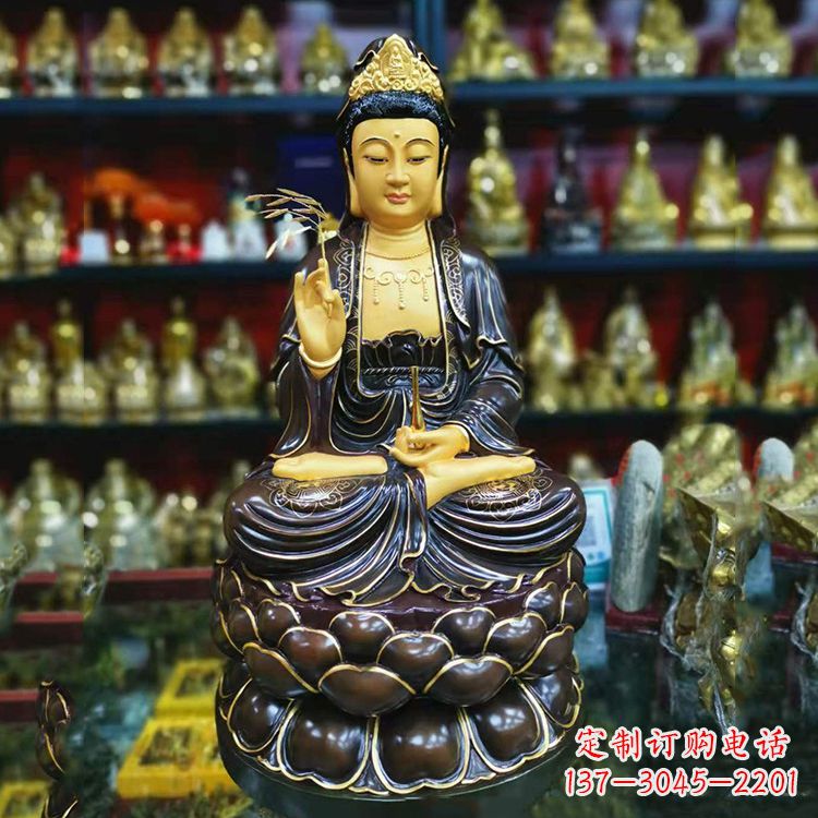 运城古铜手工雕刻观音佛像
