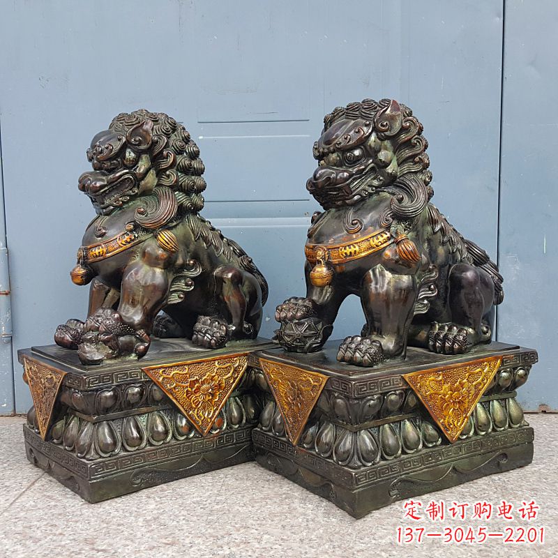 运城中国传统工艺青铜狮子雕塑