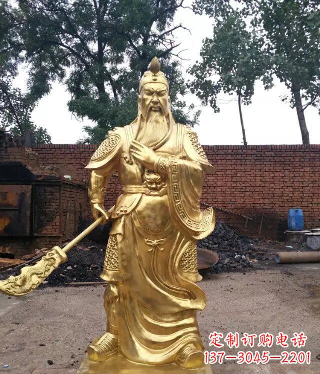 运城关公提刀武财神铜雕,展现神秘而又令人敬畏的力量