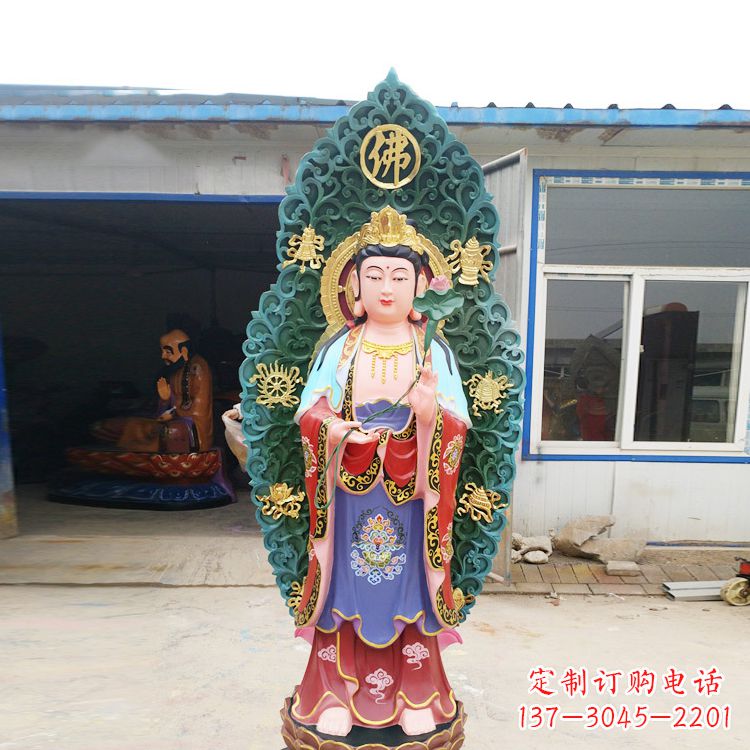 运城艺术精致观音玻璃钢彩绘雕塑