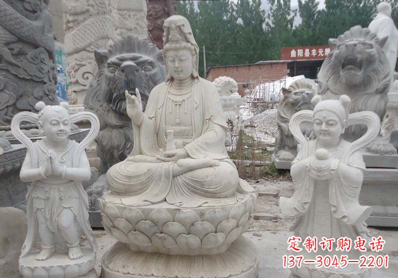 运城观音菩萨善财童子和龙女雕塑