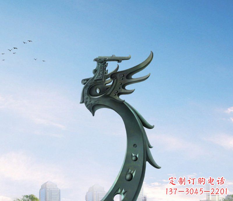 运城中领雕塑|抽象凤凰不锈钢雕塑