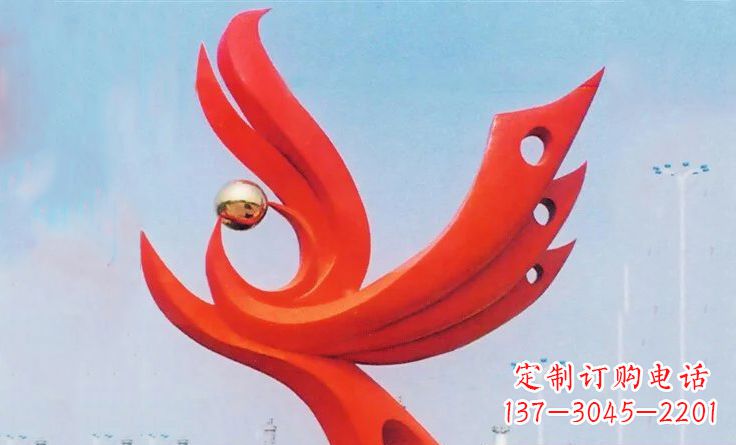 运城新中领雕塑-不锈钢抽象凤凰雕塑