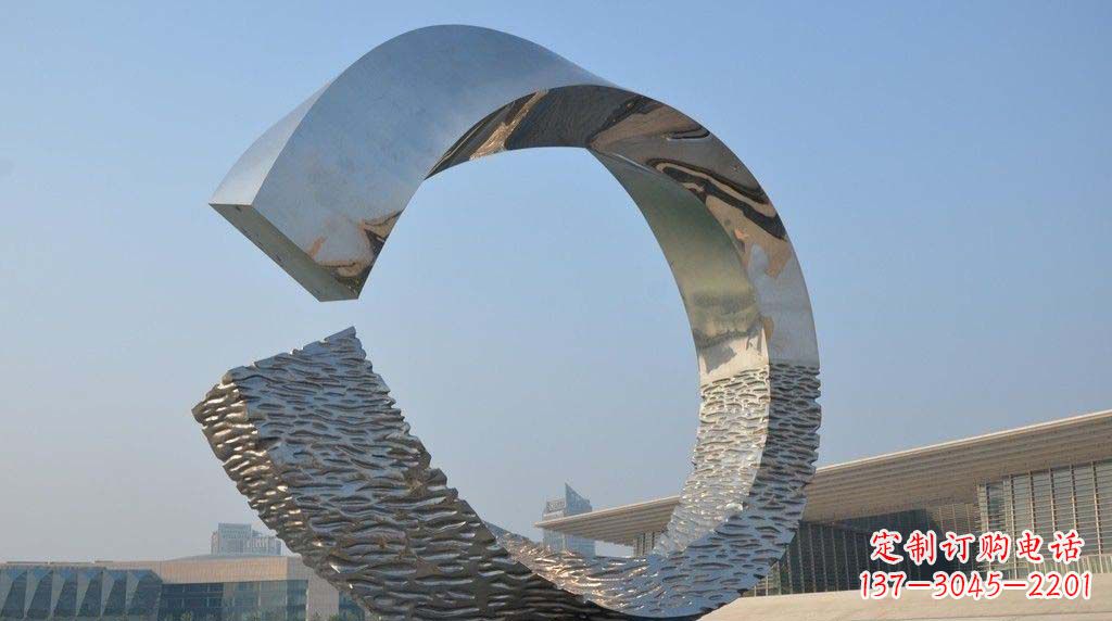 运城广场不锈钢抽象圆环雕塑1