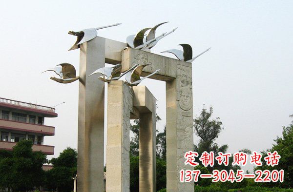 运城广场不锈钢大雁动物雕塑