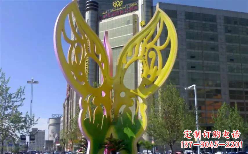 运城广场不锈钢雕刻蝴蝶雕塑
