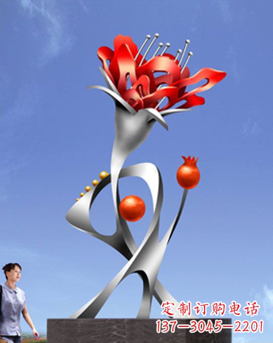 运城精美不锈钢石榴花雕塑,震撼了审美的眼睛