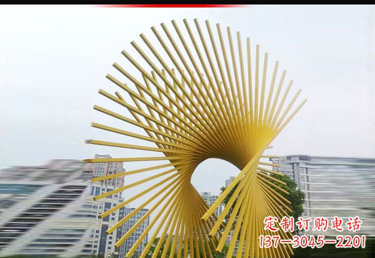 运城现代美学——不锈钢树枝扇形景观雕塑