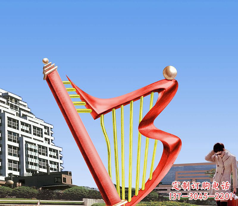 运城精美不锈钢竖琴雕塑