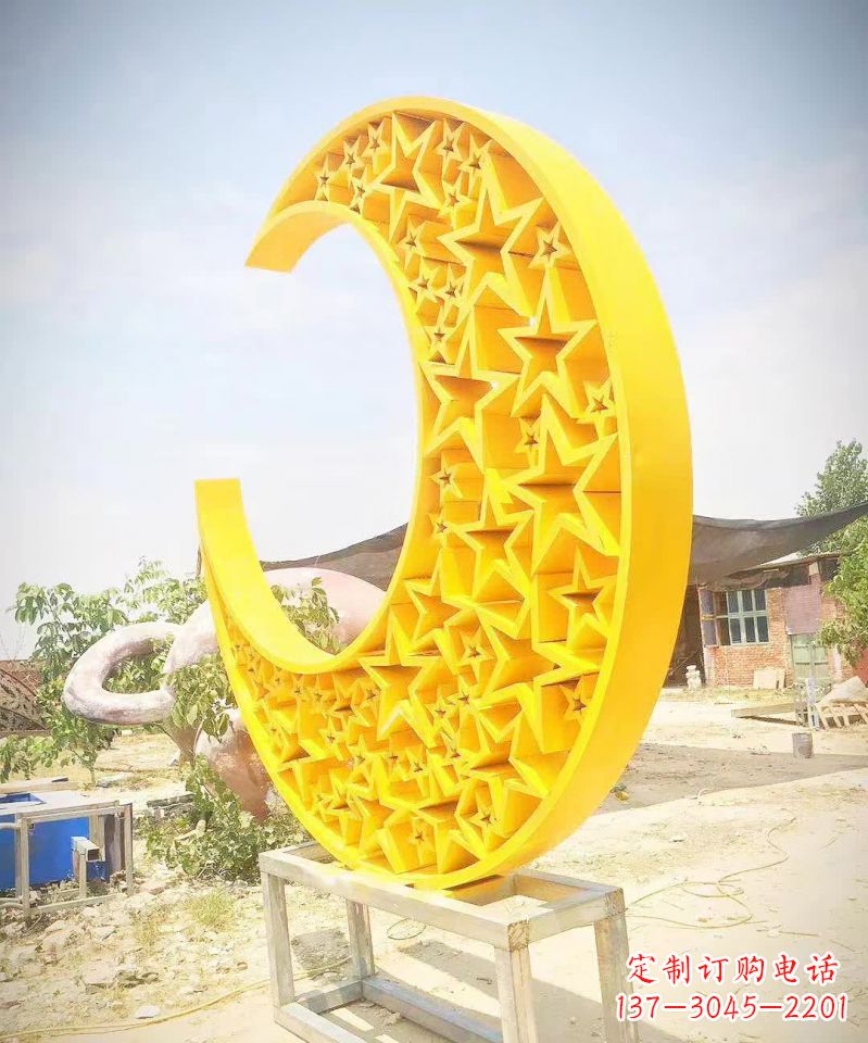 运城广场不锈钢五星月亮雕塑