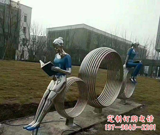 运城环绕书香之美的不锈钢圆环雕塑