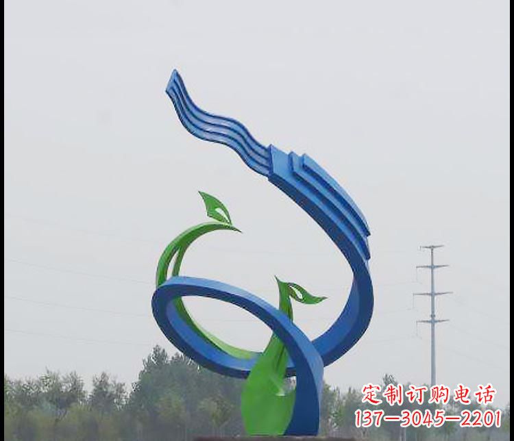 运城完美锻造,彩色不锈钢抽象凤凰雕塑