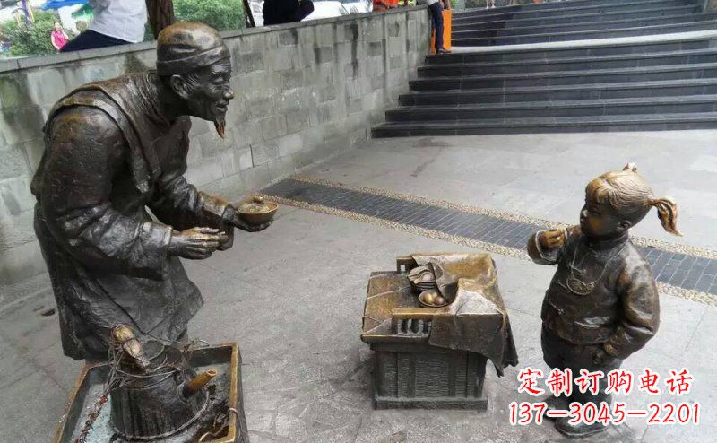 运城小女孩铜雕,古朴优雅