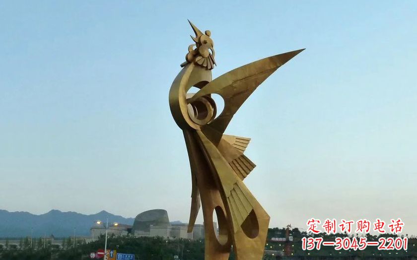 运城中领雕塑出品古典典雅不锈钢凤凰雕塑