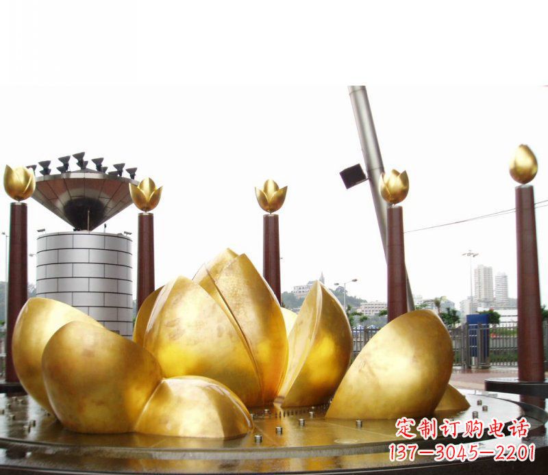 运城全新设计!中领雕塑莲花抽象广场雕塑