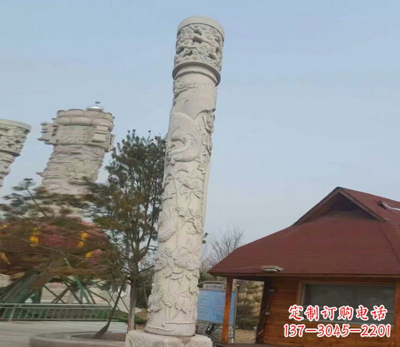 运城广场大理石龙柱景观石雕_1