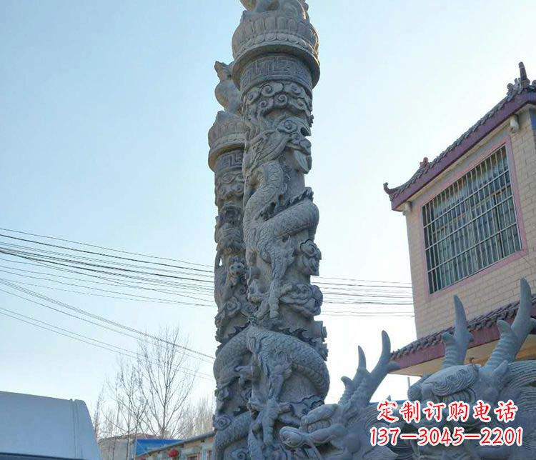 运城精美广场大理石龙柱雕塑