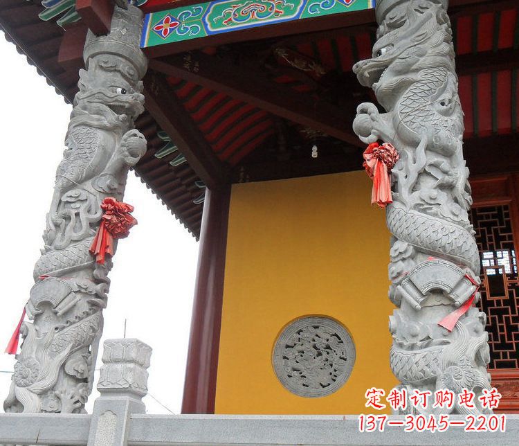 运城精美大理石龙柱雕塑