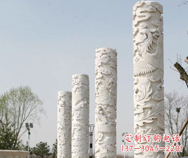 运城尊贵优雅,凤凰浮雕龙柱景观石雕