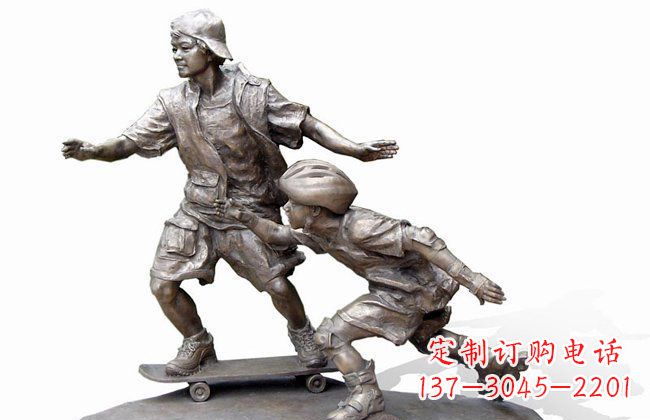 运城令人惊叹的广场滑板男孩铜雕塑