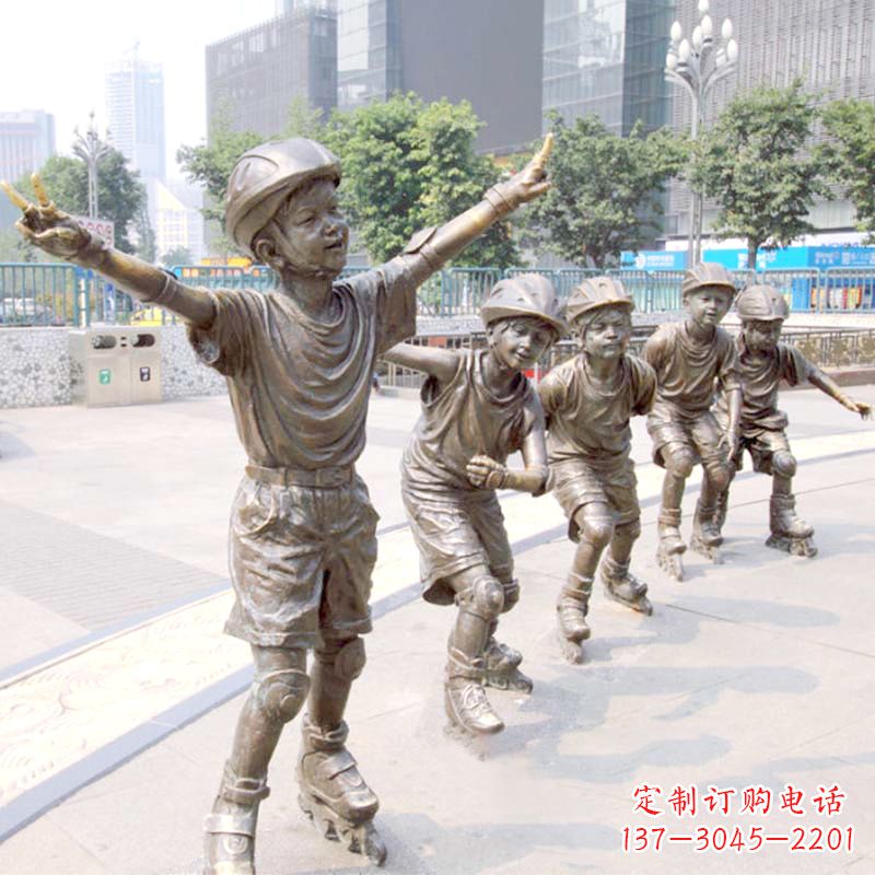 运城精致巧雕的滑旱冰小孩雕塑