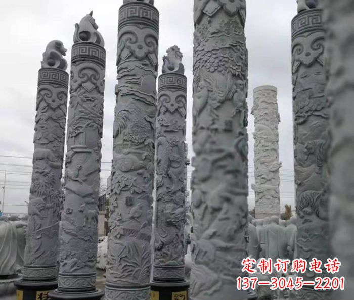 运城中领雕塑:12生肖石柱——精致美观的雕塑定制