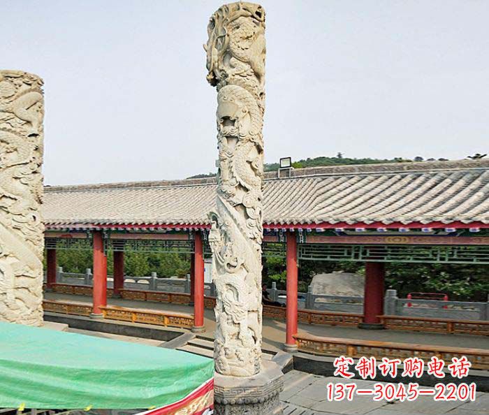 运城雕刻精致的大理石龙柱石雕