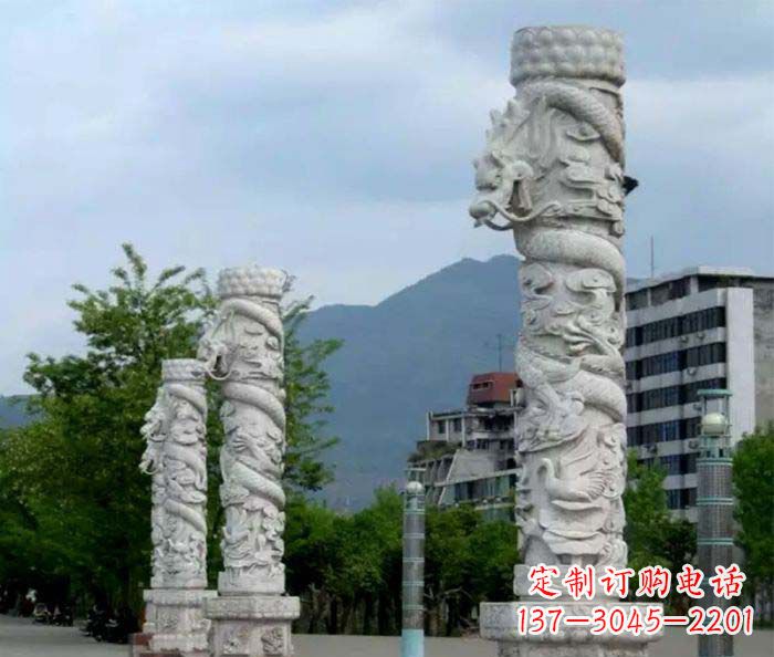 运城精美工艺大理石龙柱雕塑