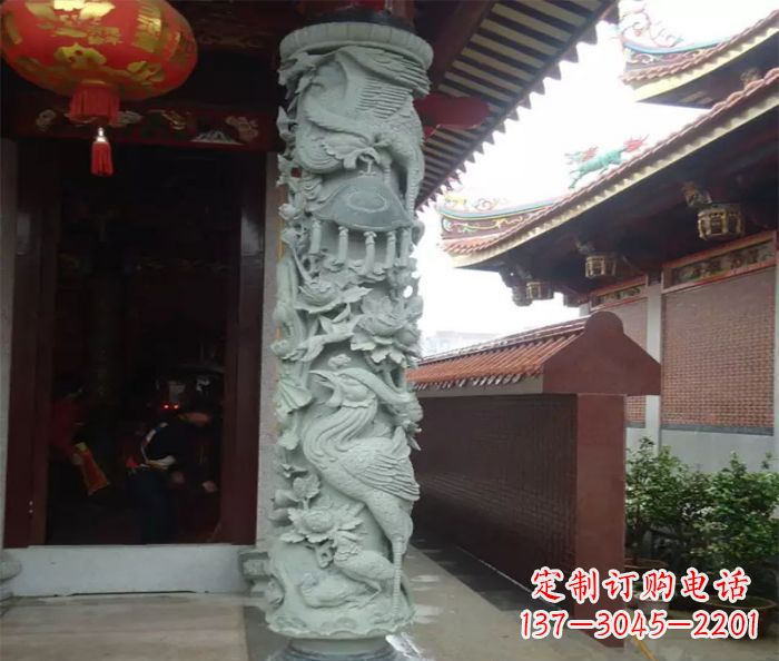 运城大理石龙柱雕塑,为室内景观带来活力